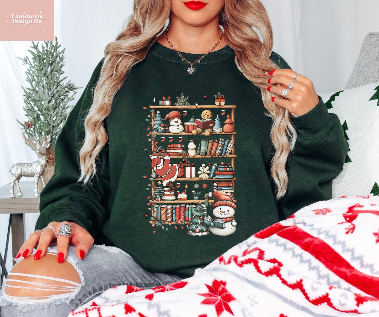 Christmas Book Shelf Sweatshirt