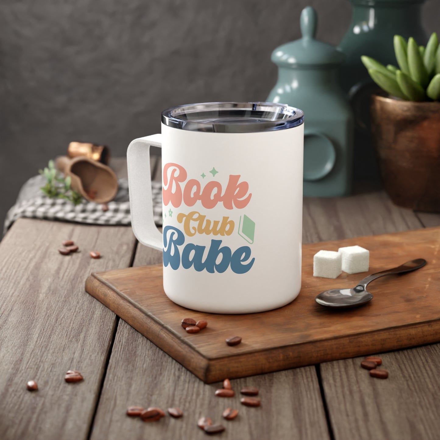 Book Club Babe Mug, 10oz mug with lid