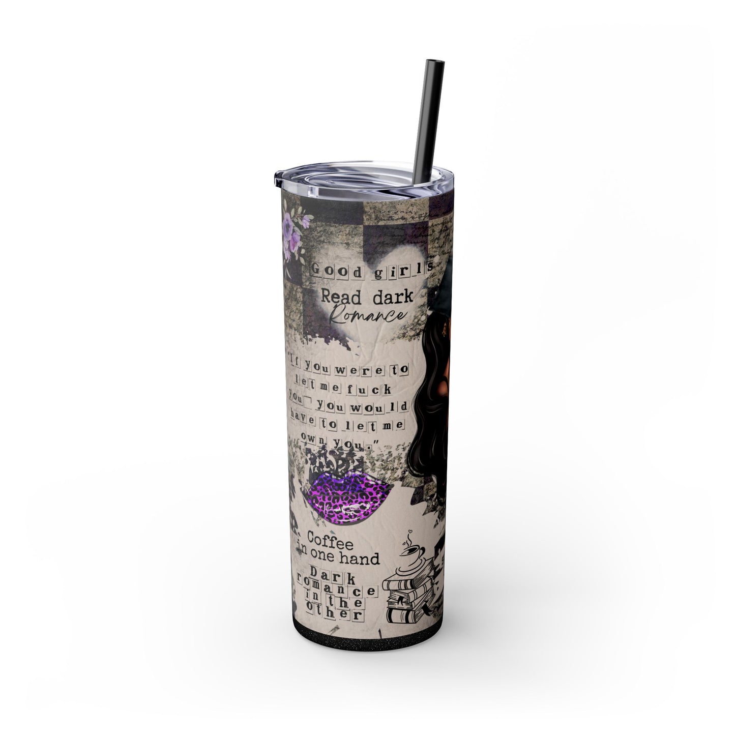 Dark Romance Skinny Tumbler with Straw, 20oz