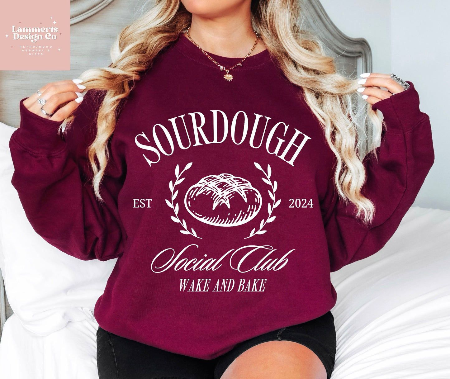 Sourdough Social Club Crewneck Sweatshirt - white letters