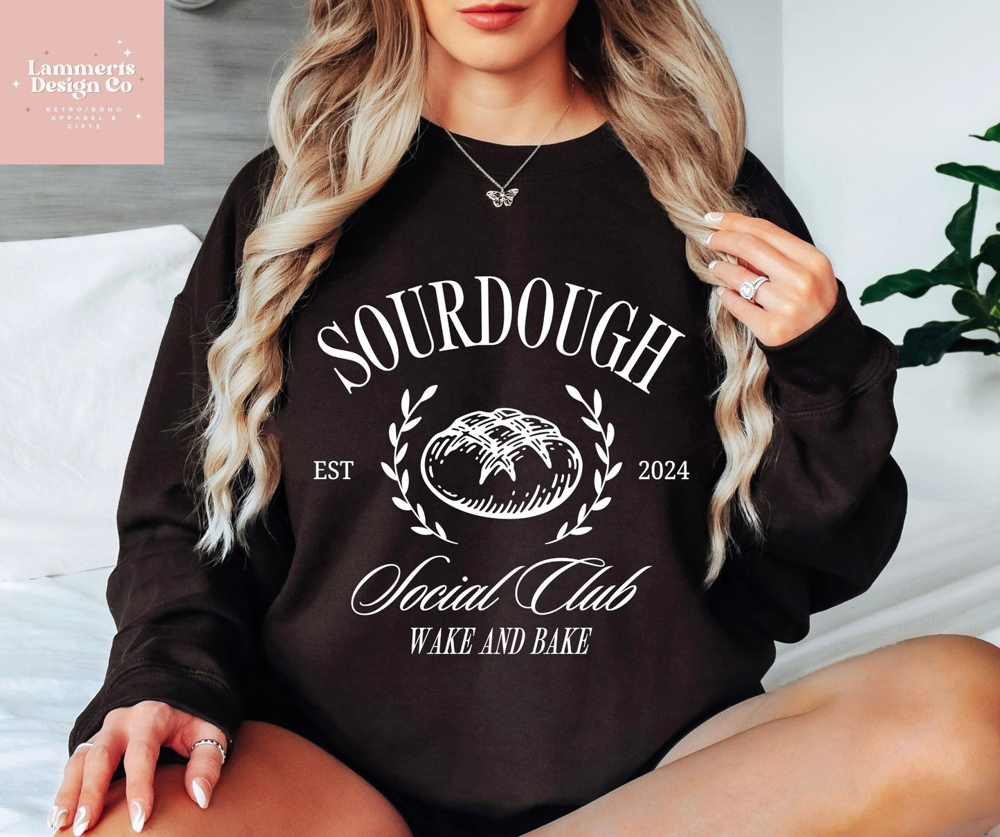 Sourdough Social Club Crewneck Sweatshirt - white letters