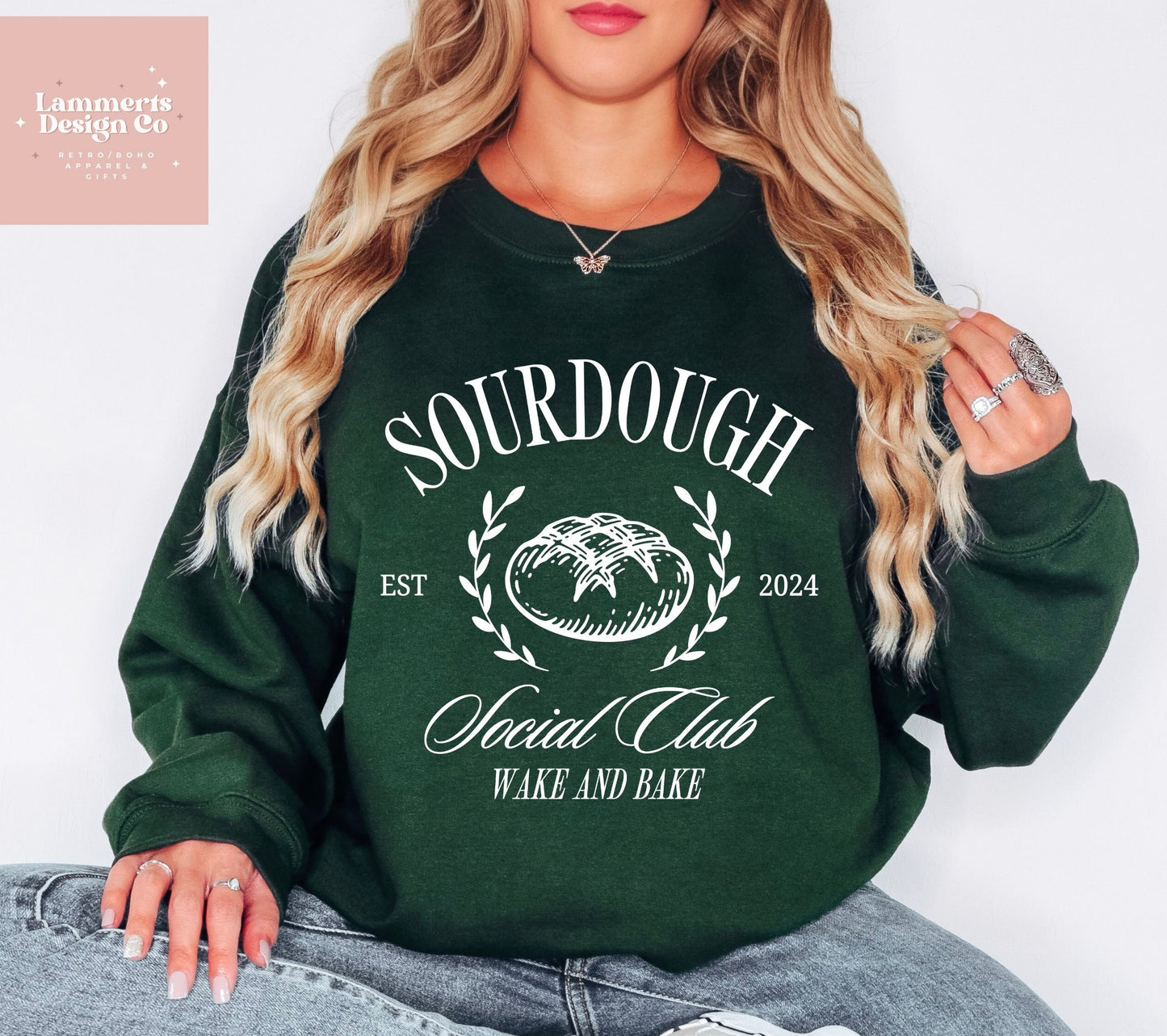 Sourdough Social Club Crewneck Sweatshirt - white letters