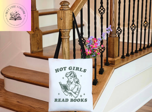 Hot Girls Read Books Tote, 18x18